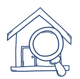 house and magnifying glass