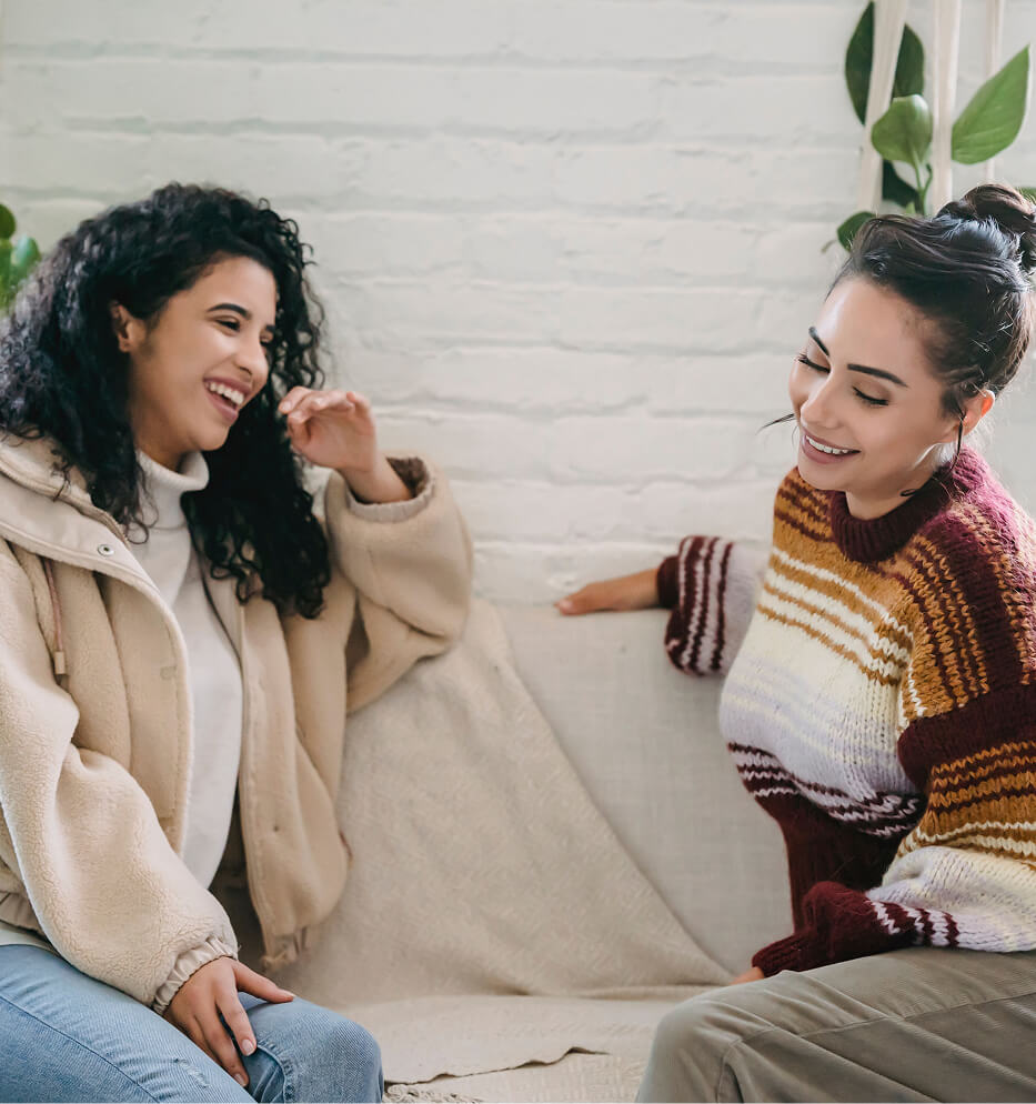 two women talking